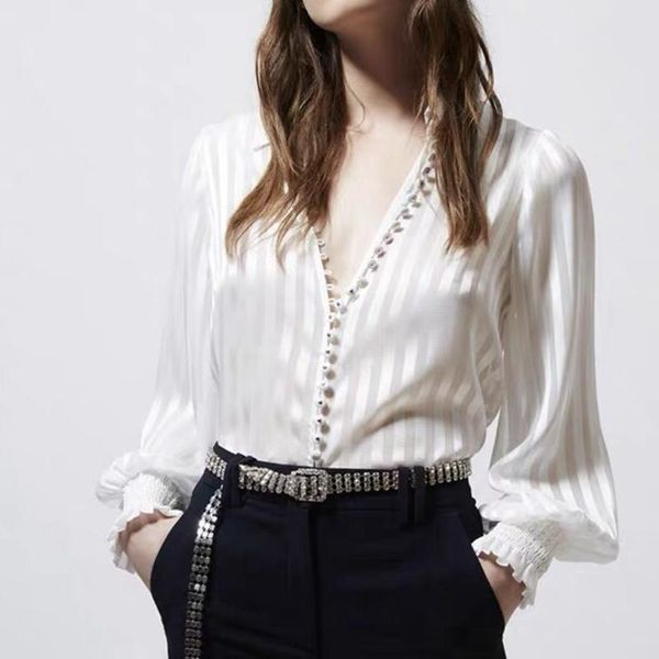 women's blouses & shirts 2021 spring and summer loose casual long-sleeved lapel single row multi-button fashion shirt women, White
women's blouses & shirts 2021 spring and summer loose casual long-sleeved lapel single row multi-button fashion shirt women, White