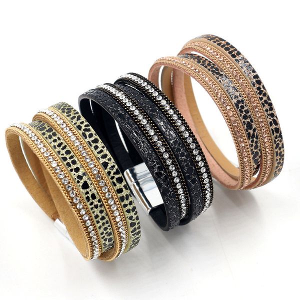 2021 women's bracelet popular fashion multi-layer diamond inlaid leopard simple and versatile magnet clasp jewelry, Golden;silver
2021 women's bracelet popular fashion multi-layer diamond inlaid leopard simple and versatile magnet clasp jewelry, Golden;silver