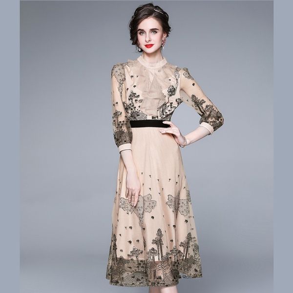 luxury runway stand collar three quarter sleeve ruffles lace dress women summer elegant crochet party work robe vestidos 210514, Black;gray
luxury runway stand collar three quarter sleeve ruffles lace dress women summer elegant crochet party work robe vestidos 210514, Black;gray