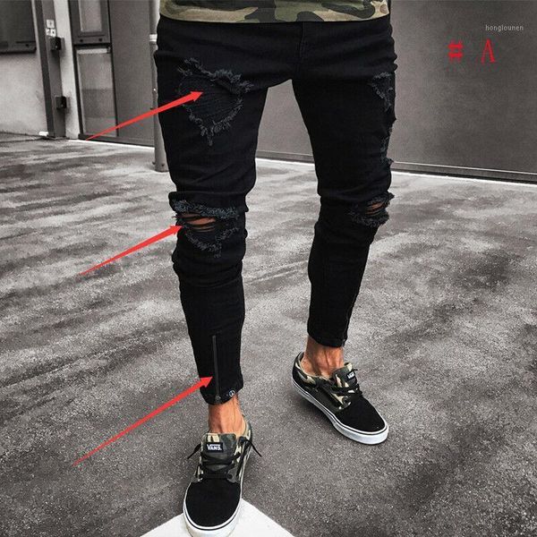 men's jeans mens cool designer brand black skinny ripped destroyed stretch slim fit hop pants with holes for men, Blue
men's jeans mens cool designer brand black skinny ripped destroyed stretch slim fit hop pants with holes for men, Blue