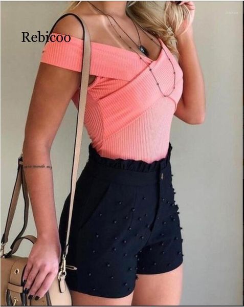 women's shorts summer high waist beaded frilled hem casual, White;black 
women's shorts summer high waist beaded frilled hem casual, White;black