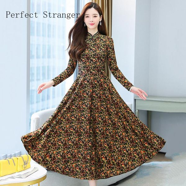 casual dresses 2021 autumn winter arrival female mid-calf chinese style a-line floral long sleeve women knitting cotton dress, Black;gray 
casual dresses 2021 autumn winter arrival female mid-calf chinese style a-line floral long sleeve women knitting cotton dress, Black;gray