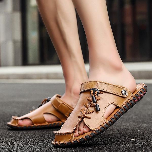 sandals men genuine leather summer classic shoes slippers soft breathable walking footwear, Black
sandals men genuine leather summer classic shoes slippers soft breathable walking footwear, Black