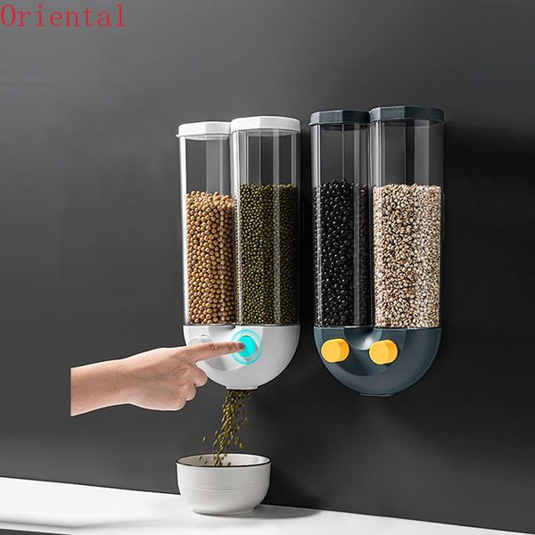 household kitchen whole grains sealed storage box wall-mounted press-divided rice barrel grain tank bottles & jars
household kitchen whole grains sealed storage box wall-mounted press-divided rice barrel grain tank bottles & jars
