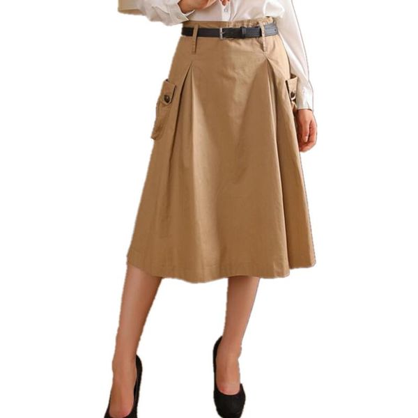 skirts spring summer women high waist pleated skirt fashion elegant mid long black khaki clothing s3201
skirts spring summer women high waist pleated skirt fashion elegant mid long black khaki clothing s3201