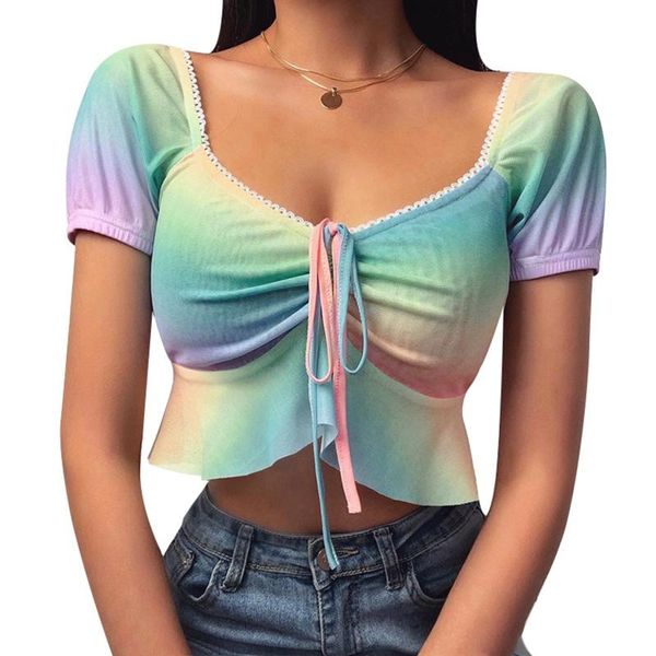 women's t-shirt ladies colorful short sleeve ruffle hem crop women v neck drawstring t-shirts summer clothes, White
women's t-shirt ladies colorful short sleeve ruffle hem crop women v neck drawstring t-shirts summer clothes, White