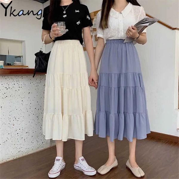 vintage women chiffon pleated skirts spring summer high waist elastic patchwork white black chic long cake a-line skirt student 210619
vintage women chiffon pleated skirts spring summer high waist elastic patchwork white black chic long cake a-line skirt student 210619