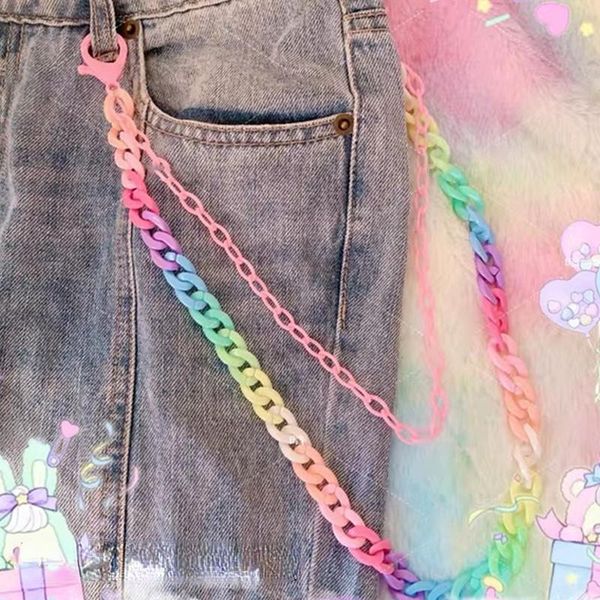 keychains aesthetic y2k rainbow geometric trouser chain for women resin acrylic vintage fashion harajuku key charms gifts, Silver
keychains aesthetic y2k rainbow geometric trouser chain for women resin acrylic vintage fashion harajuku key charms gifts, Silver