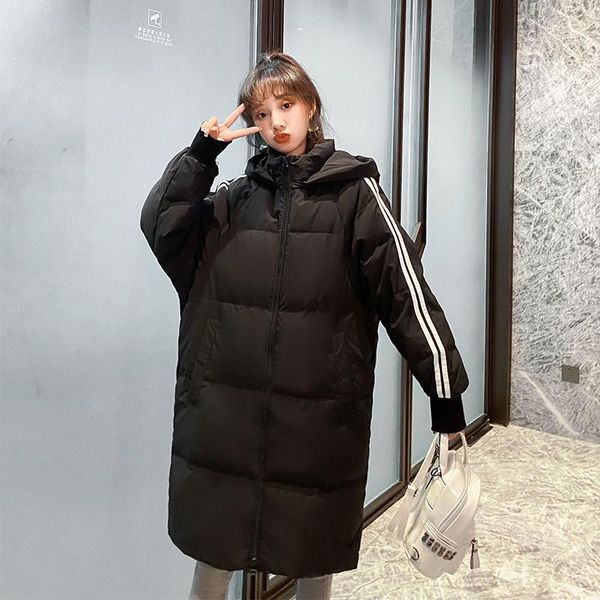women's parkas winter hooded long sleeve korean style ladies loose jackets thick zipper pockets solid coats for female down, Black
women's parkas winter hooded long sleeve korean style ladies loose jackets thick zipper pockets solid coats for female down, Black