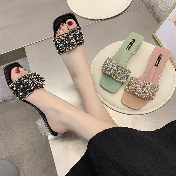 slippers summer ladies' 4cm transparent root fashion pearl outdoor comfortable casual, Black
slippers summer ladies' 4cm transparent root fashion pearl outdoor comfortable casual, Black