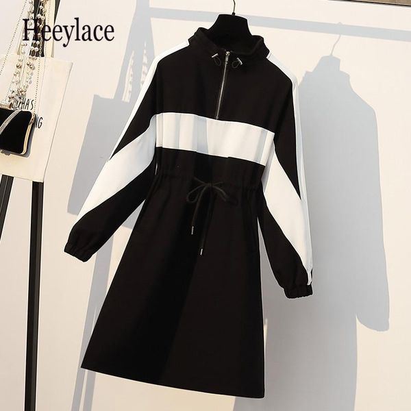 casual dresses plus size women sweatshirt dress autumn 2021 fashion stand collar white patchwork black loose cotton 5xl, Black;gray
casual dresses plus size women sweatshirt dress autumn 2021 fashion stand collar white patchwork black loose cotton 5xl, Black;gray