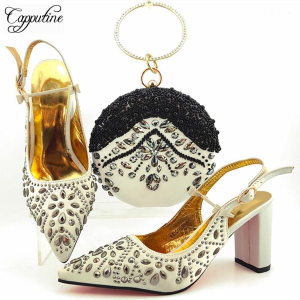 italian elegant decorated with rhinestone shoes and bag set nigerian style high heels for wedding party dress, Black
italian elegant decorated with rhinestone shoes and bag set nigerian style high heels for wedding party dress, Black