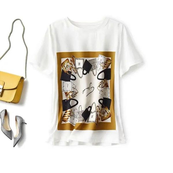 women's t-shirt luxury high-end acetate printed plus size 2021 summer fashion satin casual round neck white top
women's t-shirt luxury high-end acetate printed plus size 2021 summer fashion satin casual round neck white top