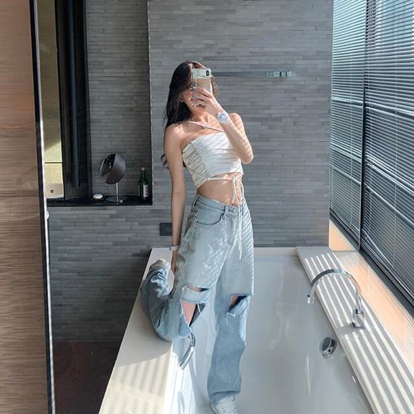 women's jeans womens straight leg ripped pants for korean style teenage girls casual streetwear hole denim trousers female clothing, Blue
women's jeans womens straight leg ripped pants for korean style teenage girls casual streetwear hole denim trousers female clothing, Blue