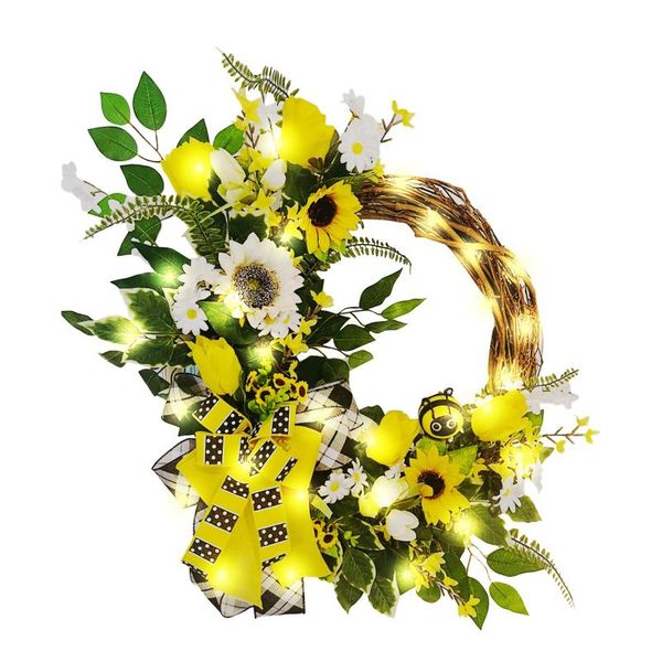 bee sunflower wreath lights home decor for front door wall window garden spring string with decorative flowers & wreaths
bee sunflower wreath lights home decor for front door wall window garden spring string with decorative flowers & wreaths
