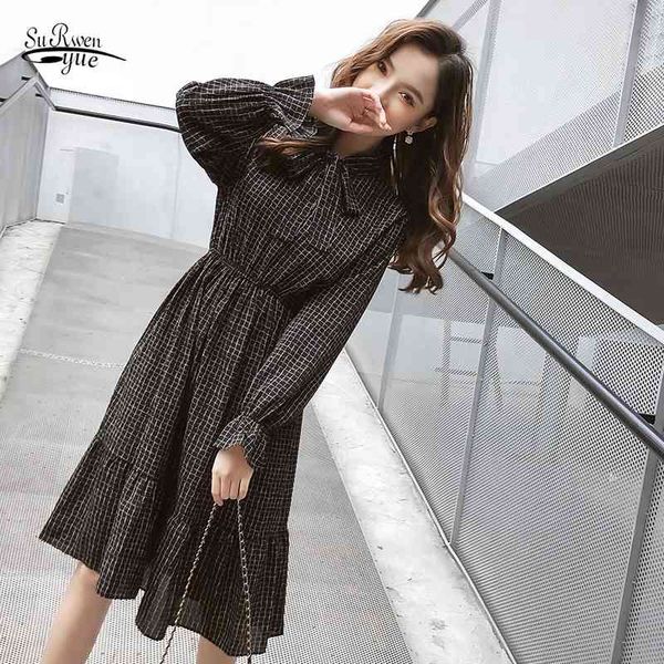 elegant ruffles collar women dress vintage full sleeve elastic waist female chiffon spring vestidos femme 8570 50 210521, Black;gray
elegant ruffles collar women dress vintage full sleeve elastic waist female chiffon spring vestidos femme 8570 50 210521, Black;gray