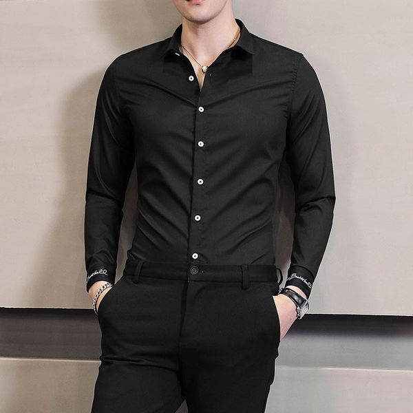 men's casual shirts mens white slim fit formal wedding dress official classic elegant quality clothing black, White;black
men's casual shirts mens white slim fit formal wedding dress official classic elegant quality clothing black, White;black