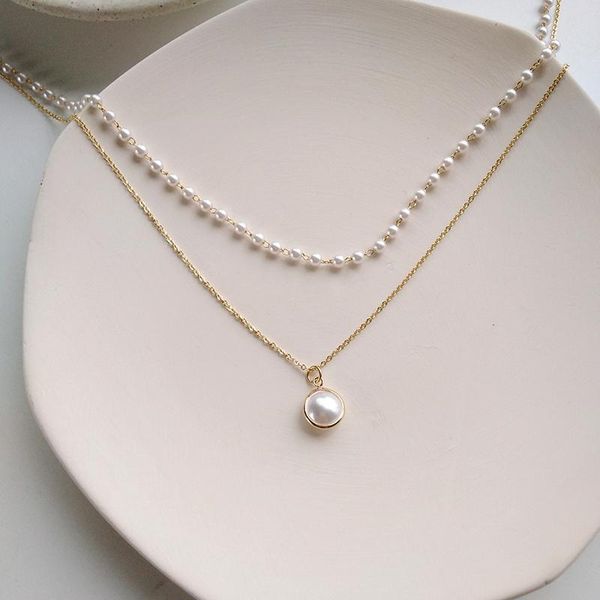 pendant necklaces the fashion contracted joker collarbone chain double pearl necklace women, Silver
pendant necklaces the fashion contracted joker collarbone chain double pearl necklace women, Silver