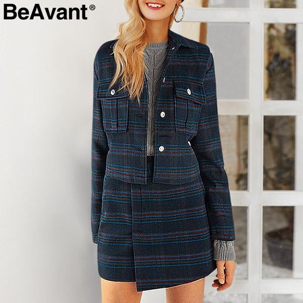 women's jackets beavant fashion women 2 piece set winter coat 2021 plaid office lady jacket female vintage button skirt autumn, Black;brown
women's jackets beavant fashion women 2 piece set winter coat 2021 plaid office lady jacket female vintage button skirt autumn, Black;brown