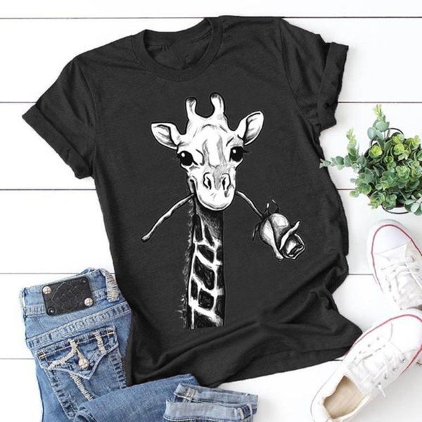 women's t-shirt giraffe printed short-sleeved funny t shirt women harajuku cotton tshirt loose camiseta mujer tee femme, White
women's t-shirt giraffe printed short-sleeved funny t shirt women harajuku cotton tshirt loose camiseta mujer tee femme, White