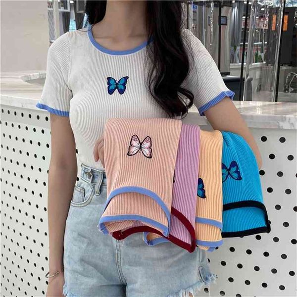 fashion round neck korean version of the print short-sleeved all-match color base shirt short sweater 210520, White
fashion round neck korean version of the print short-sleeved all-match color base shirt short sweater 210520, White