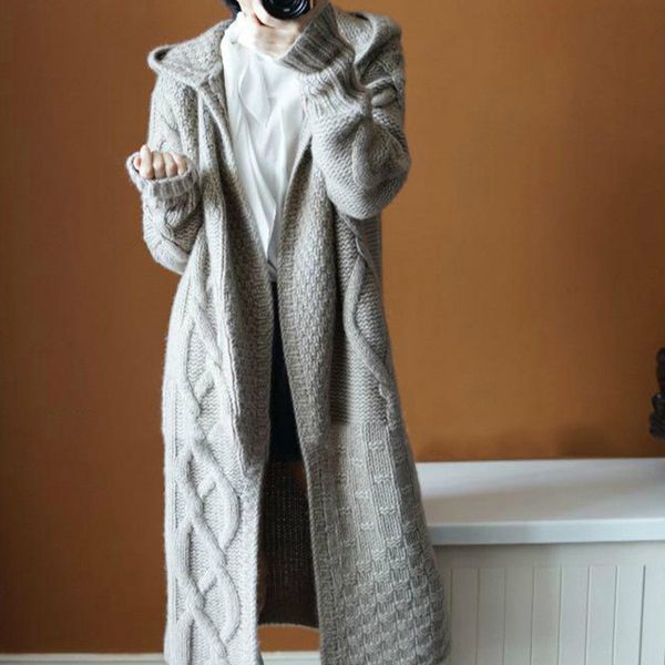 women hooded cardigan female casual warm winter jersey twist cardigans long sleeve knit v-neck block open front loose sweater, White;black
women hooded cardigan female casual warm winter jersey twist cardigans long sleeve knit v-neck block open front loose sweater, White;black