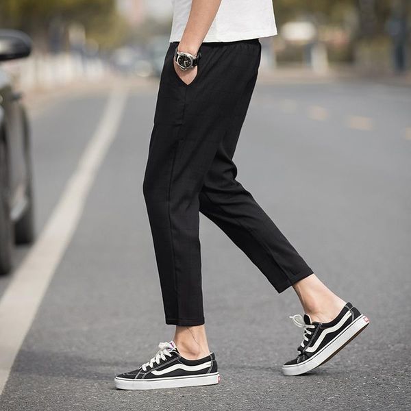 men's pants casual ankle-length plaid men trousers streetwear jogger sweatpants slim fit 2021, Black
men's pants casual ankle-length plaid men trousers streetwear jogger sweatpants slim fit 2021, Black