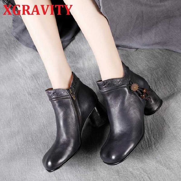 xgravity vintage high heel pumps fashion women casual boots elegant hand-made genuine leather boots ethnic round heel shoes s109 210429, Black
xgravity vintage high heel pumps fashion women casual boots elegant hand-made genuine leather boots ethnic round heel shoes s109 210429, Black