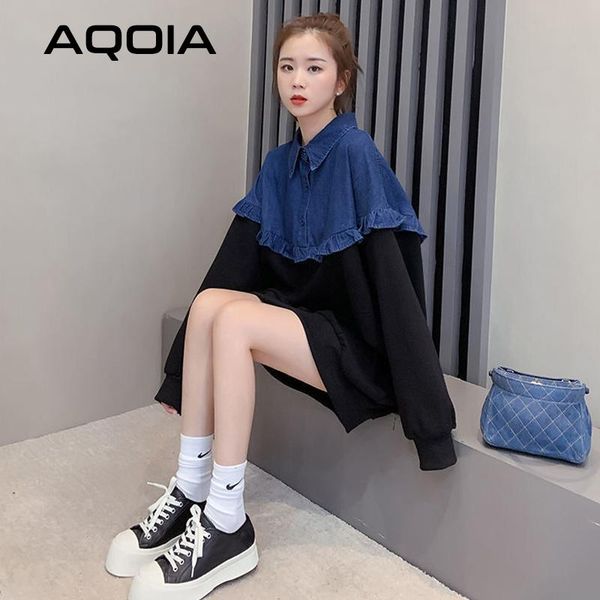 women's hoodies & sweatshirts 2021 winter streetwear turn-down collar female pullover denim patchwork womens autumn long woman sweatshi, Black
women's hoodies & sweatshirts 2021 winter streetwear turn-down collar female pullover denim patchwork womens autumn long woman sweatshi, Black