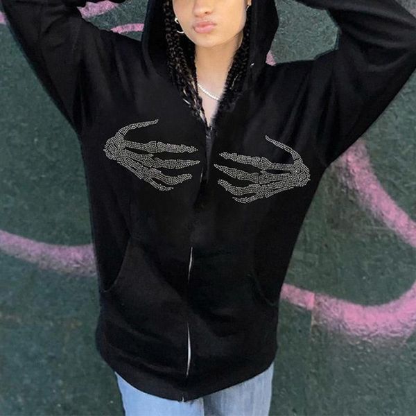 women's hoodies & sweatshirts gothic rhinestone skull sweatshirt women long sleeve zipper black hooded girls streetwear harajuku loose
women's hoodies & sweatshirts gothic rhinestone skull sweatshirt women long sleeve zipper black hooded girls streetwear harajuku loose