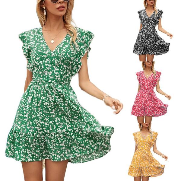 casual dresses women summer dress adults floral print v-neck ruffle sleeve green black yellow red, Black;gray
casual dresses women summer dress adults floral print v-neck ruffle sleeve green black yellow red, Black;gray