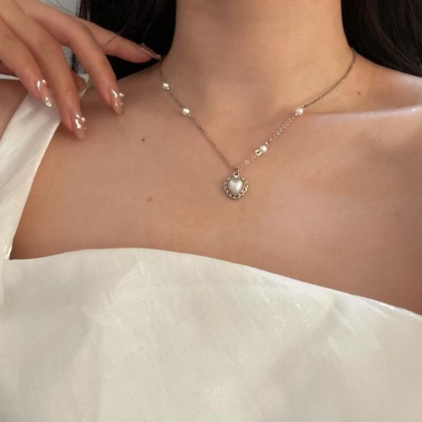 retro coffee golden pearl love necklaces female temperament sweet clavicle chain for girls cold wind jewelry gift pendant, Silver
retro coffee golden pearl love necklaces female temperament sweet clavicle chain for girls cold wind jewelry gift pendant, Silver