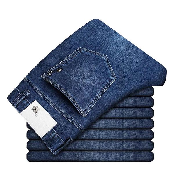 men's jeans autumn winter elastic slim fit straight business classic denim pants fashion work high waist large, Blue
men's jeans autumn winter elastic slim fit straight business classic denim pants fashion work high waist large, Blue