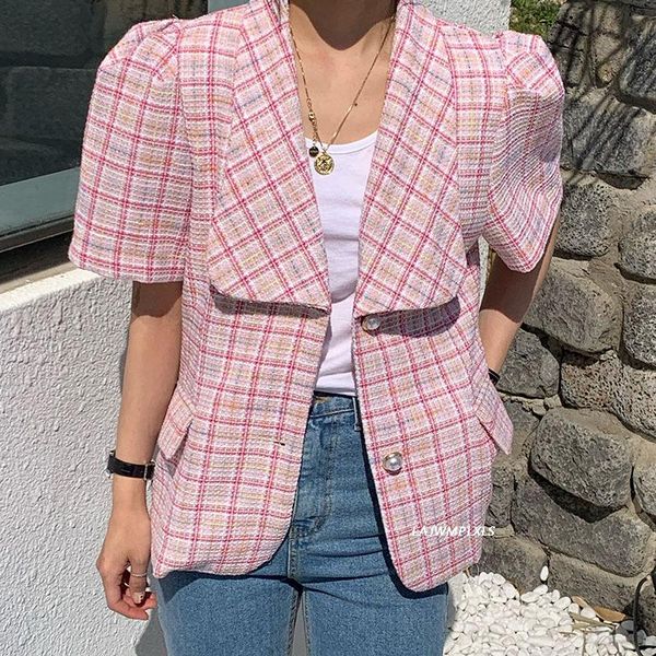 summer single breasted outwear chic korean elegant short sleeve women plaid coat causal all match jacket women's jackets, Black;brown
summer single breasted outwear chic korean elegant short sleeve women plaid coat causal all match jacket women's jackets, Black;brown