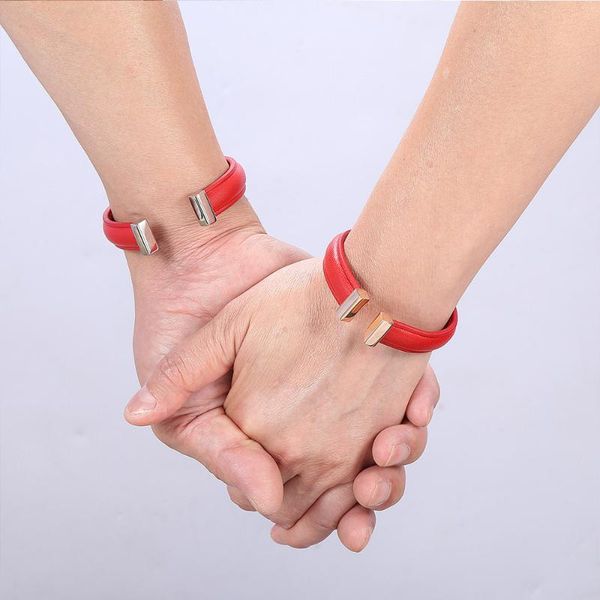 charm bracelets couple simple men's stainless steel bracelet fashion c-shaped leather elastic red jewelry student gifts, Golden;silver
charm bracelets couple simple men's stainless steel bracelet fashion c-shaped leather elastic red jewelry student gifts, Golden;silver