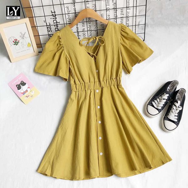 ly varey lin summer women fashion bandage short sleeve high waist female dresses casual v-neck single breasted dresse 210526, Black;gray
ly varey lin summer women fashion bandage short sleeve high waist female dresses casual v-neck single breasted dresse 210526, Black;gray