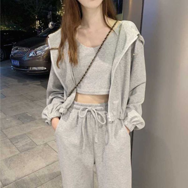 women tracksuits summer solid suit 3 pieces sets female casual long sleeve hooded sweatshirt outfit women's two piece pants, White
women tracksuits summer solid suit 3 pieces sets female casual long sleeve hooded sweatshirt outfit women's two piece pants, White
