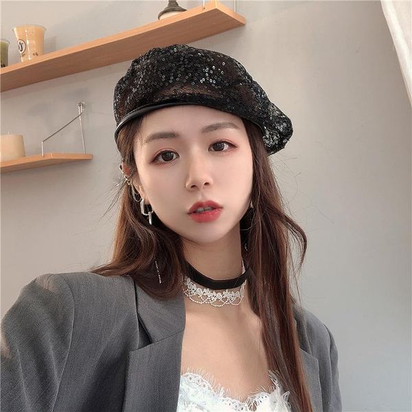 berets ins beret hat female thin breathable sequin bainter white fairy temperament party caps, Blue;gray
berets ins beret hat female thin breathable sequin bainter white fairy temperament party caps, Blue;gray