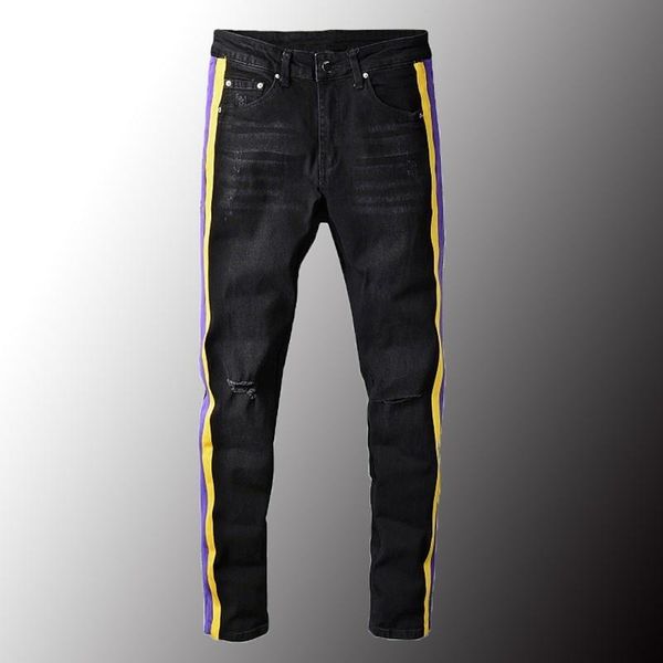 men's jeans men streep ripped stretch denim streetwear slim skinny potlood broek gates emerging black maat 40, Blue
men's jeans men streep ripped stretch denim streetwear slim skinny potlood broek gates emerging black maat 40, Blue
