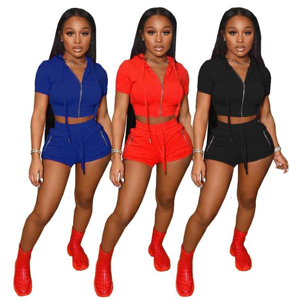 women's tracksuits zaggin 2021 autumn women solid 3-colors 2-pieces sets casual lady zipper hooded short-sleeved short pants skinny spo, Gray
women's tracksuits zaggin 2021 autumn women solid 3-colors 2-pieces sets casual lady zipper hooded short-sleeved short pants skinny spo, Gray