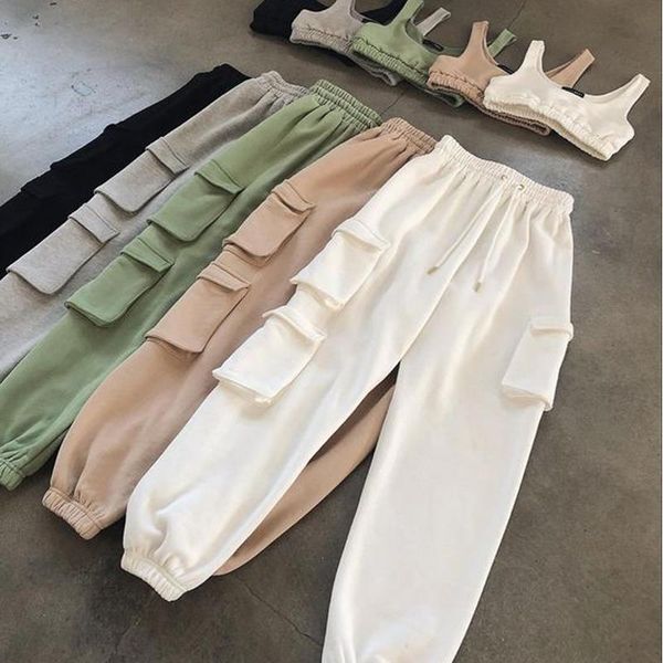 casual sweatpants high waist elastic womens capri drawstring loose fit fleece joggers trousers with pockets streetwear, Black;white
casual sweatpants high waist elastic womens capri drawstring loose fit fleece joggers trousers with pockets streetwear, Black;white
