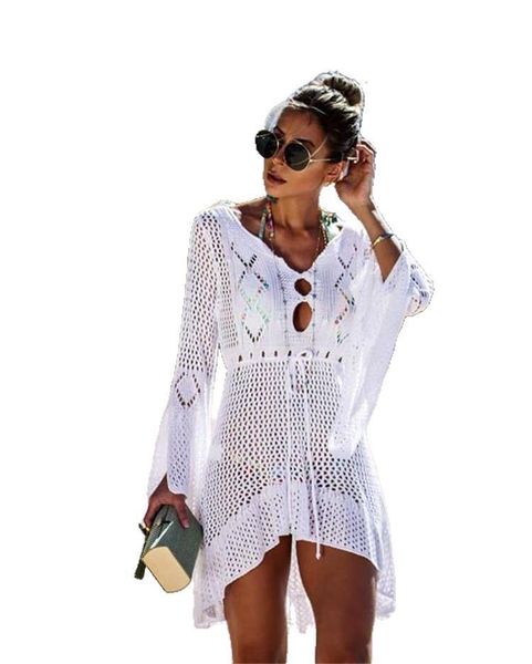 women's swimwear hollow knitted bell sleeve beach vacation thin blouse european and american sun protection shirt, White;black
women's swimwear hollow knitted bell sleeve beach vacation thin blouse european and american sun protection shirt, White;black