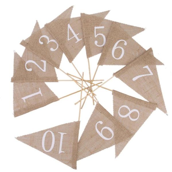 party decoration 10pcs vintage burlap flags rustic wedding table numbers 1-10 banner decor with stick
party decoration 10pcs vintage burlap flags rustic wedding table numbers 1-10 banner decor with stick