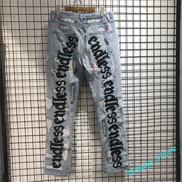 hip-hop damage hole distressed denim jean men women streetwear black fluorescent green letter embroidery denim pants c0325, Blue
hip-hop damage hole distressed denim jean men women streetwear black fluorescent green letter embroidery denim pants c0325, Blue