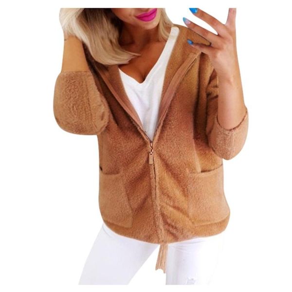 women's jackets 2021 women warm teddy bear hoodie coat ladies winter solid fleece long sleeve zipper pockets hooded keep jacket, Black;brown
women's jackets 2021 women warm teddy bear hoodie coat ladies winter solid fleece long sleeve zipper pockets hooded keep jacket, Black;brown