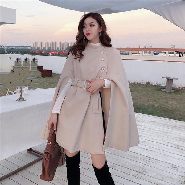 women's wool & blends autumn winter french retro punk lady cloak coat women fashion streetwear korean style loose elegant dress shawl c, Black
women's wool & blends autumn winter french retro punk lady cloak coat women fashion streetwear korean style loose elegant dress shawl c, Black
