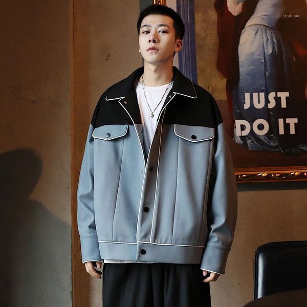 men's jackets jacket 2021 autumn slim solid color mosaic long-sleeve loose casual personality youth wear, Black;brown
men's jackets jacket 2021 autumn slim solid color mosaic long-sleeve loose casual personality youth wear, Black;brown