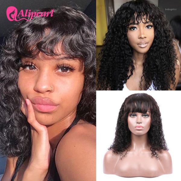 kinky curly human hair wigs with bangs for black women brazilian remy 150% 180% density full machine made ali pearl wigs1, Black;brown
kinky curly human hair wigs with bangs for black women brazilian remy 150% 180% density full machine made ali pearl wigs1, Black;brown