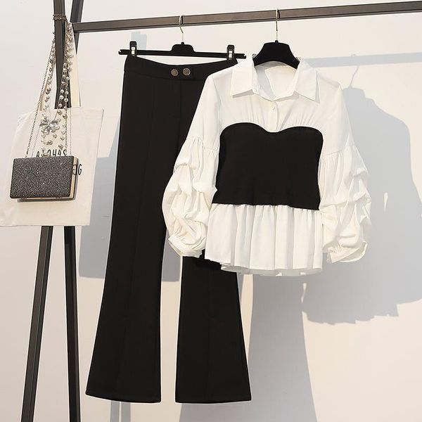 two piece dress plus size 4xl women set lantern sleeve white blouse and pencil pants suit elegant korean ol office lady clothes
two piece dress plus size 4xl women set lantern sleeve white blouse and pencil pants suit elegant korean ol office lady clothes