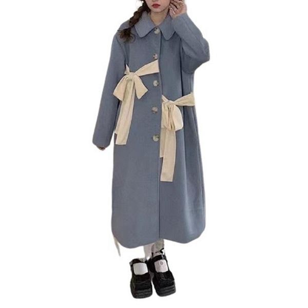 women's wool & blends perhaps u women autumn sweet elegant bow lace up bandage doll collar single breasted wide-waisted woolen coat out, Black
women's wool & blends perhaps u women autumn sweet elegant bow lace up bandage doll collar single breasted wide-waisted woolen coat out, Black